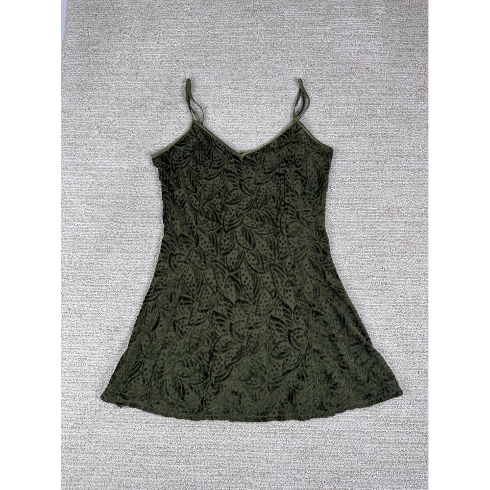 Victoria's Secret Olive Green Burnout Velvet Leaf Slip Dress Medium
